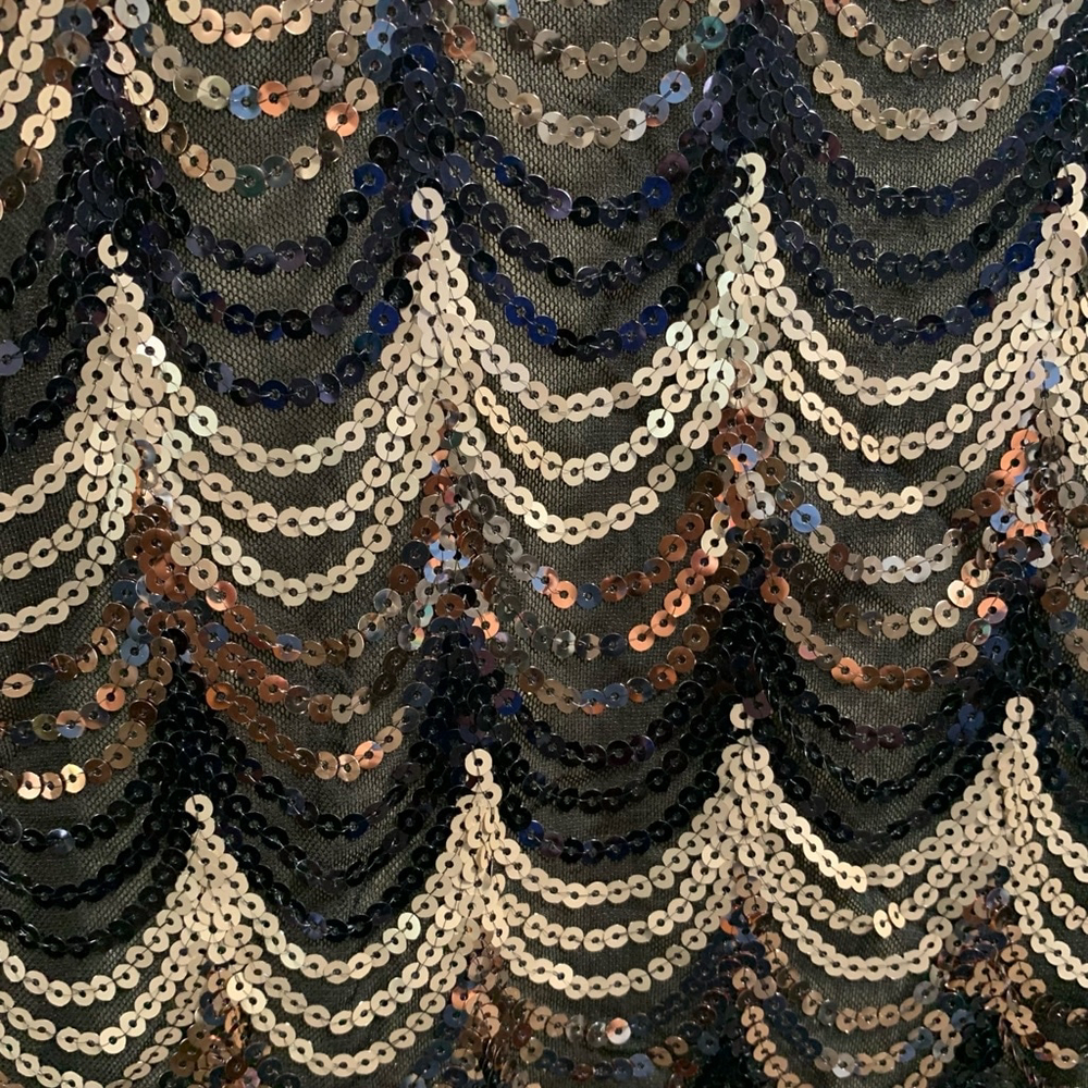 B14-Women's Windsor Black & Gold Sequined Mini Dress Size Small - Picture 6 of 7